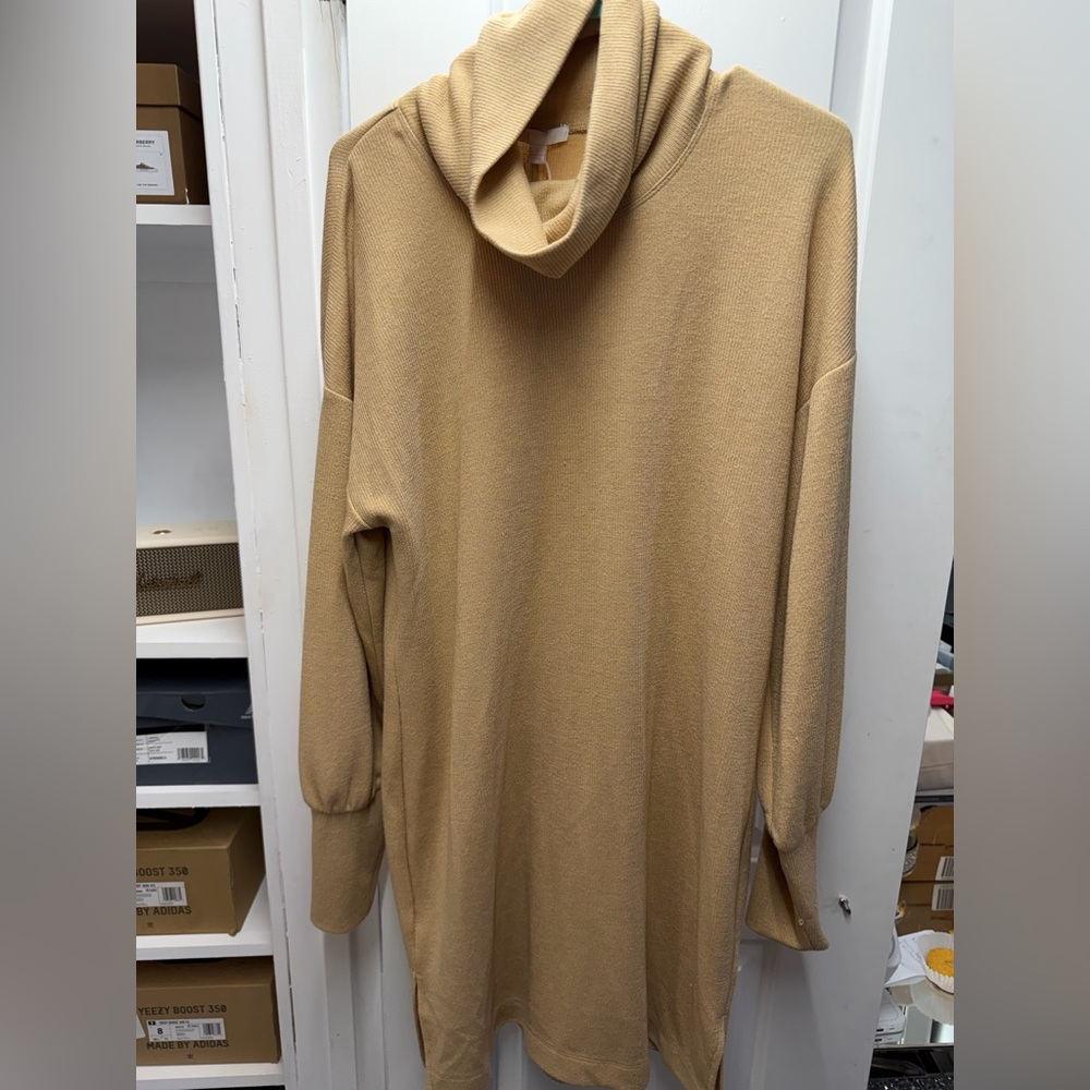 Gianni Bini Taupe Knit Turtleneck Dress